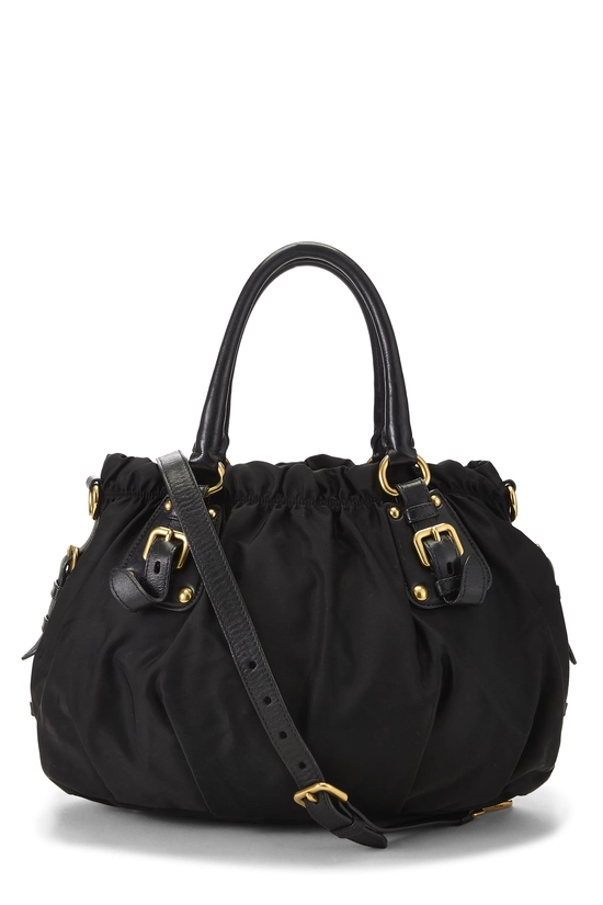 Black Nylon Convertible Buckle Handbag, , large image number 3