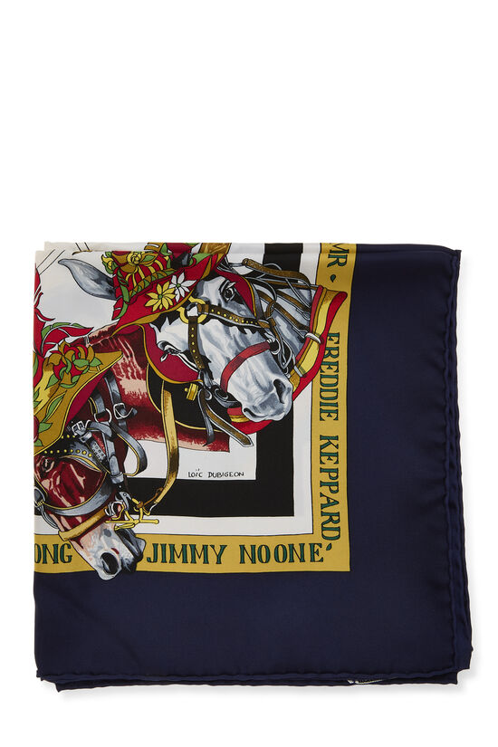 Navy & Multicolor 'New Orleans' Silk Scarf 90, , large image number 1