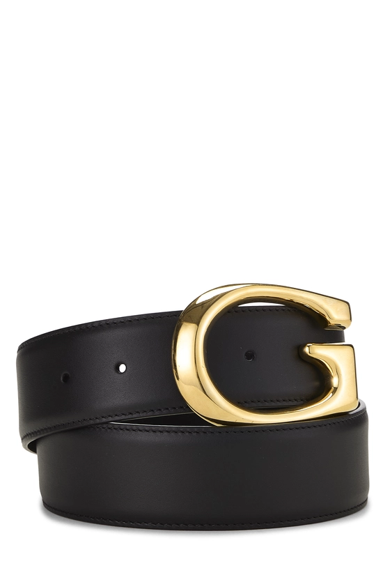 Black Leather G Buckle Belt 80, , large image number 0
