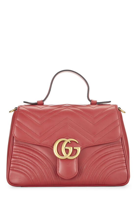 Red Leather GG Marmont Top Handle Shoulder Bag Small, , large image number 0