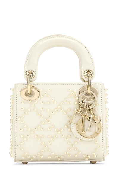 Christian Dior White Lambskin Pearl Lady Dior Micro