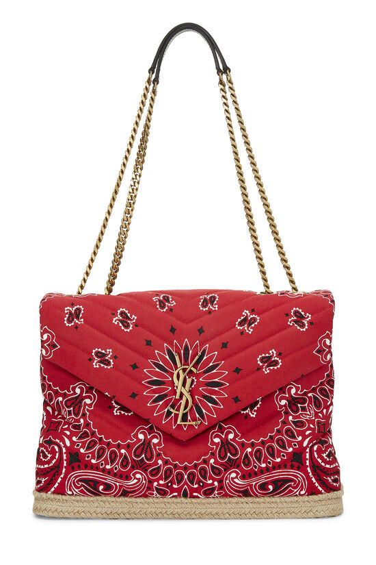 Red Bandana Canvas Loulou Shoulder Bag Medium, , large image number 0