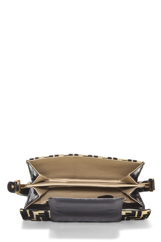 Black Velvet Zucca Flap Shoulder Bag, , large image number 5