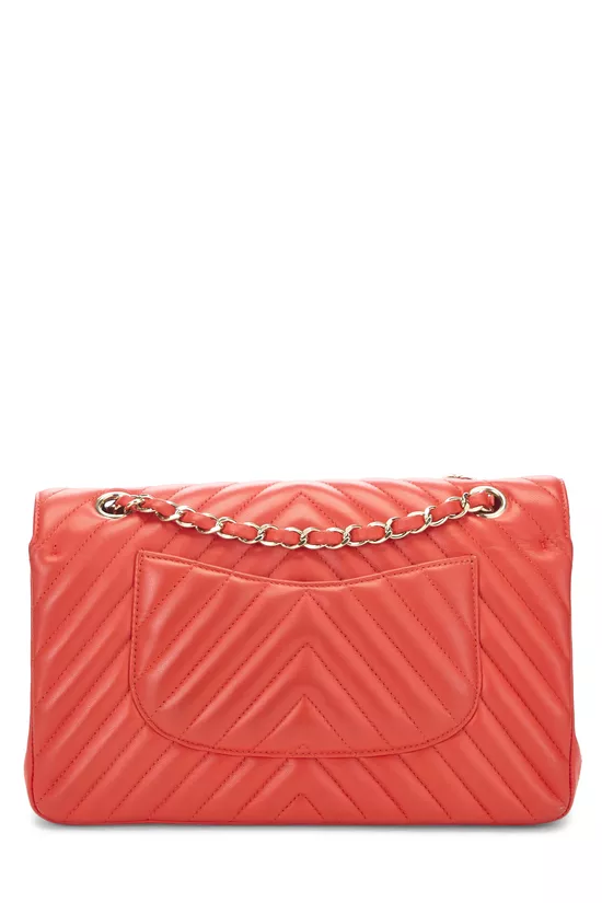 Orange Chevron Lambskin Classic Double Flap Medium, , large image number 3