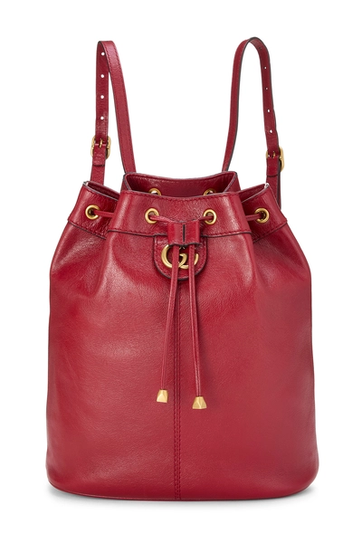 Red Leather Rebelle Bucket Backpack