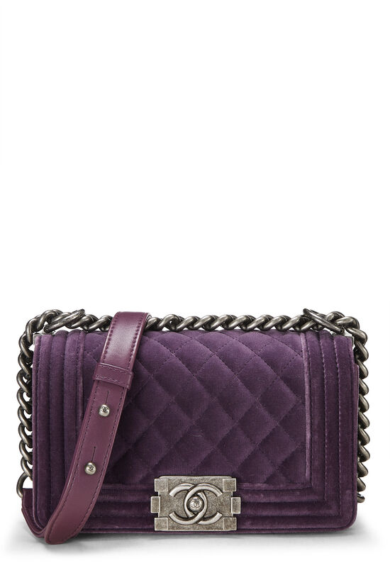 Chanel Purple Quilted Velvet Boy Bag Small Q6B01A39UH003