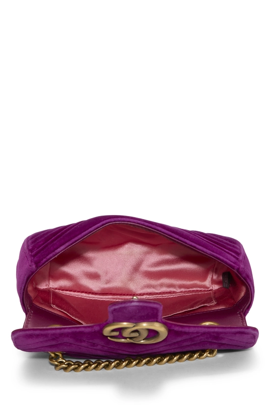 Purple Velvet GG Marmont Shoulder Bag Small, , large image number 5