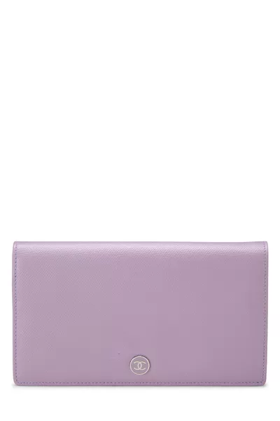Purple Calfskin Long Wallet