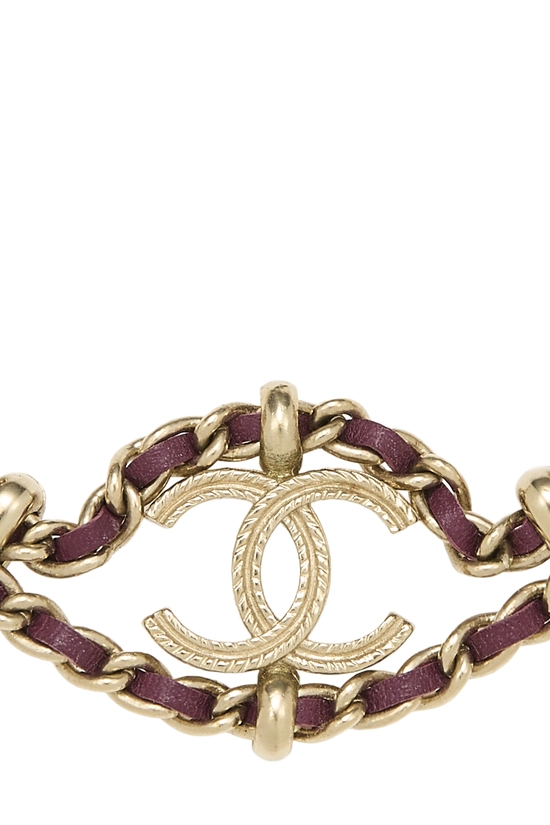 Purple & Gold 'CC' Chain Necklace, , large image number 1
