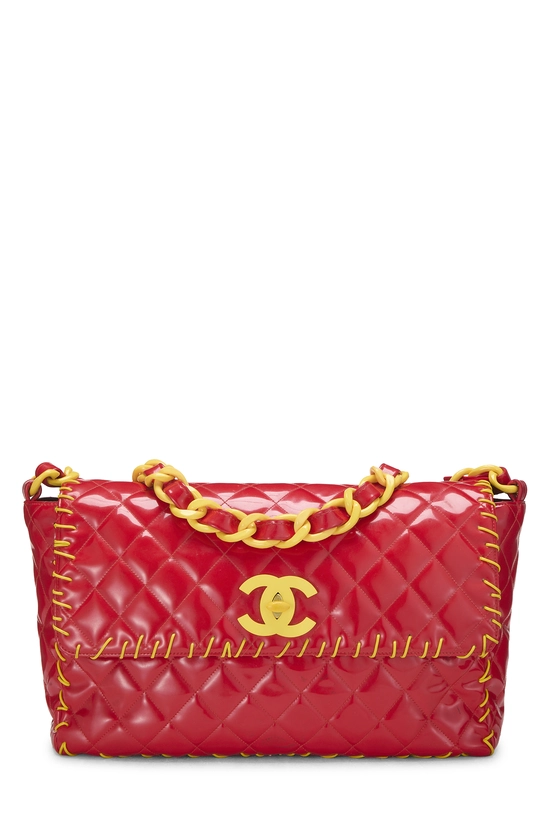 Red Vinyl Whipstitch Half Flap Jumbo, , large image number 0