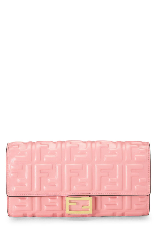 Pink Embossed Zucca Leather Long Wallet, , large image number 0