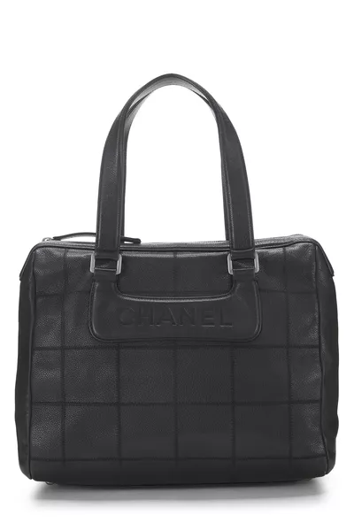 Black Calfskin Chocolate Bar Tote