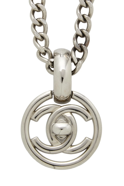 Silver 'CC' Turnlock Necklace, , large