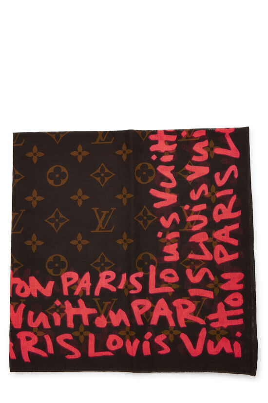 Stephen Sprouse x Louis Vuitton Pink Monogram Graffiti Cotton Scarf PM, , large image number 1