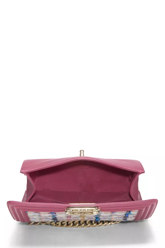 Pink & Multicolored Tweed Boy Bag Medium, , large image number 5