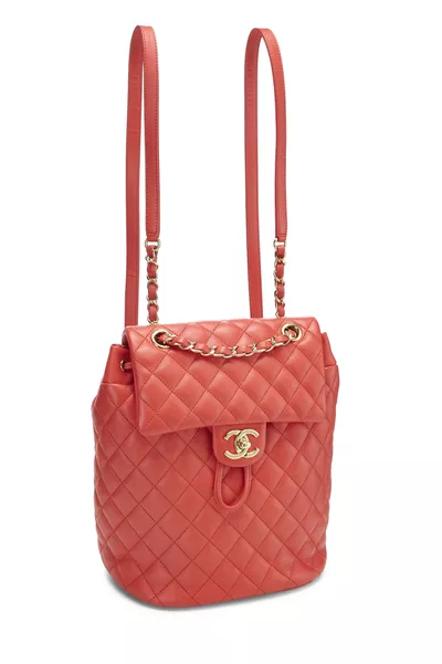 Red Quilted Lambskin Urban Spirit Backpack Small, , large