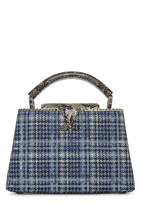 Blue Houndstooth Wool & Python Capucines BB, , large image number 0