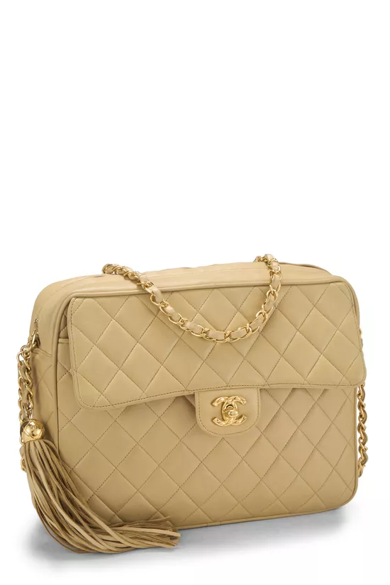 Beige Quilted Lambskin Pocket Camera Bag Large, , large image number 1
