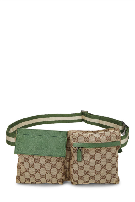 Green Original GG Canvas Web Double Pocket Waist Pouch, , large image number 0