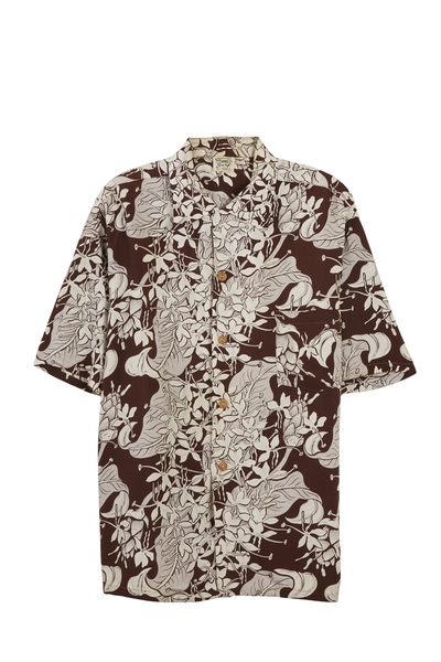Brown Floral Hawaiian Surf Hawaiian Shirt