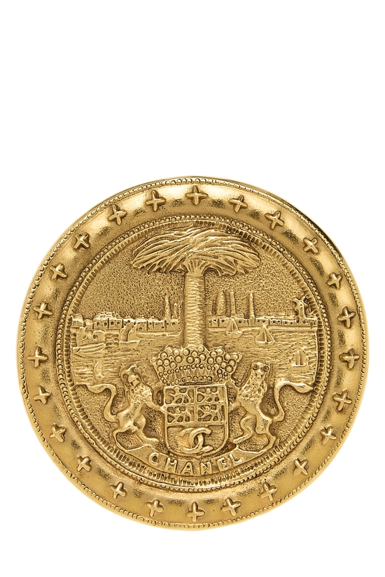 Gold 'CC' Logo Brooch, , large image number 0