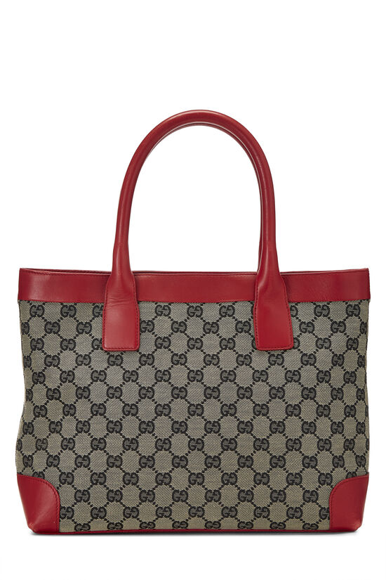 Red & Navy GG Canvas Tote, , large image number 1