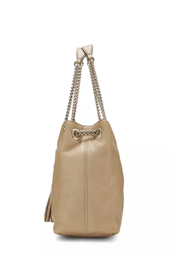 Beige Leather Soho Chain Tote, , large image number 2