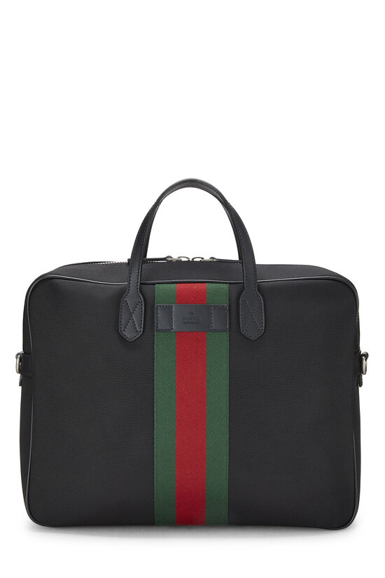 Black Techno Canvas Web Briefcase, , large image number 1