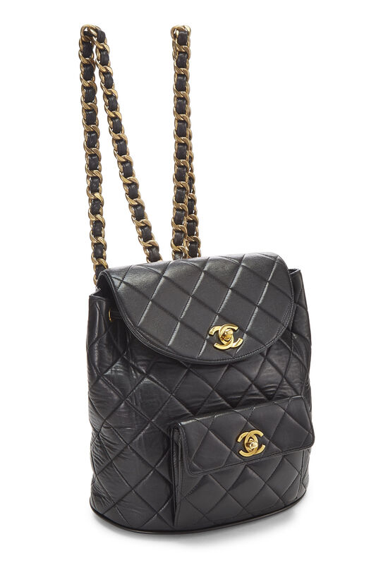 Black Quilted Lambskin 'CC' Classic Backpack Medium, , large image number 1