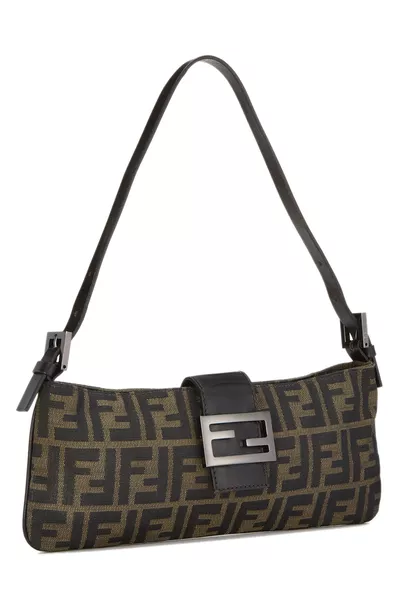 Brown Zucca Canvas Shoulder Bag, , large