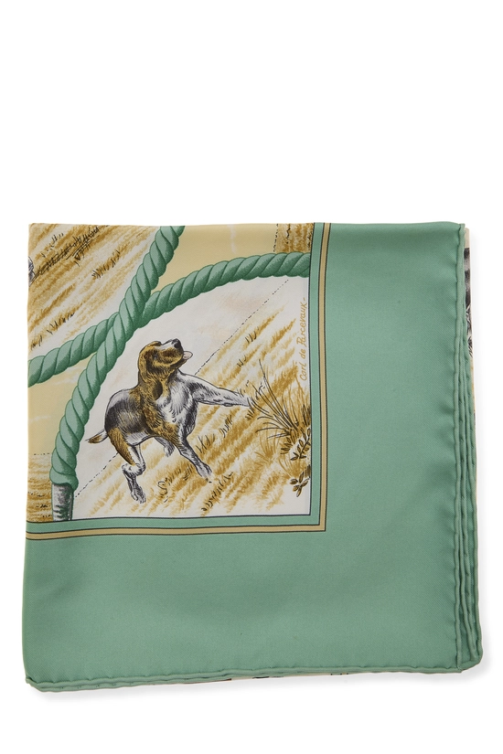 Green & Multicolor 'Auteuil en Mai' Silk Scarf 90, , large image number 1