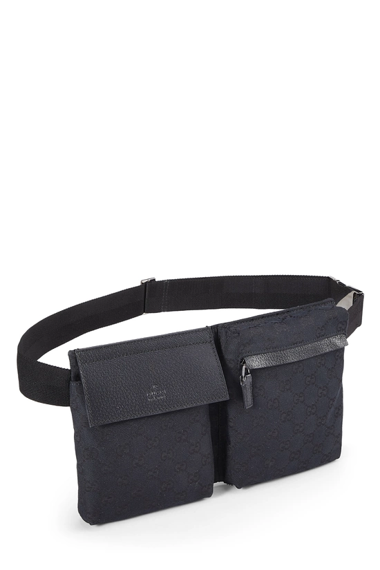 Black GG Canvas Double Pocket Waist Pouch, , large image number 1