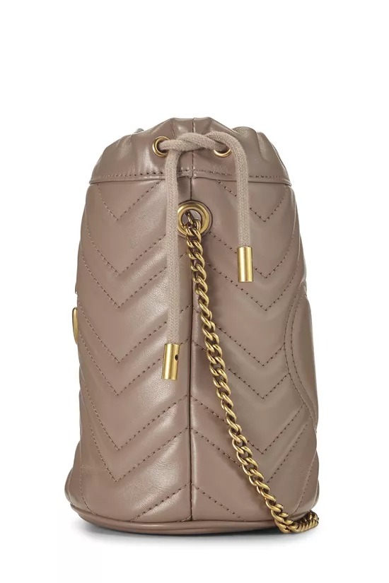 Beige Leather GG Marmont Chain Bucket Bag Mini, , large image number 2