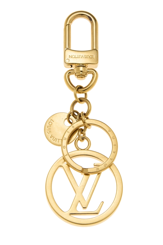 Gold Cutout Circle Logo Bag Charm, , large image number 0