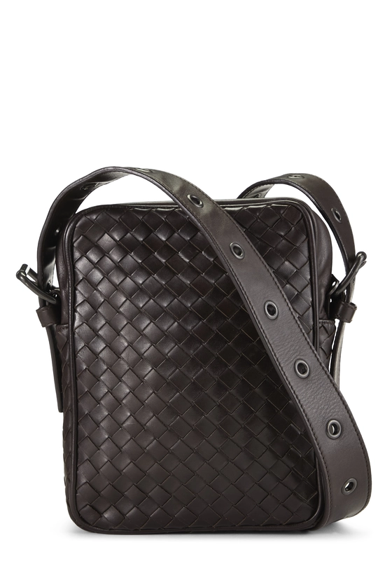 Brown Intrecciato Flap Pocket Messenger Bag Small, , large image number 3