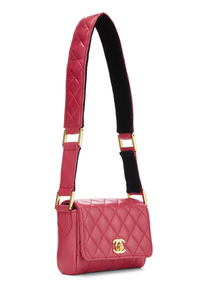 Pink Quilted Lambskin Shoulder Bag Micro, , large