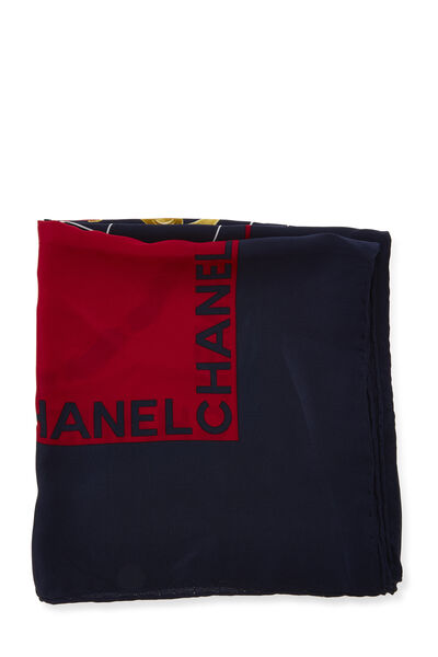 Navy Silk Scarf, , large