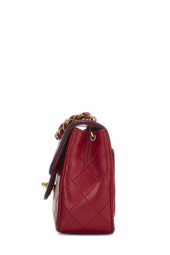 Red Quilted Lambskin Piped Half Flap Mini, , large image number 3