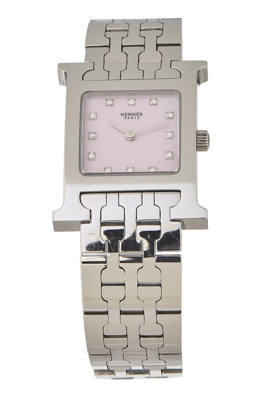 Pink Stainless Steel Heure H Watch Small, , large image number 0