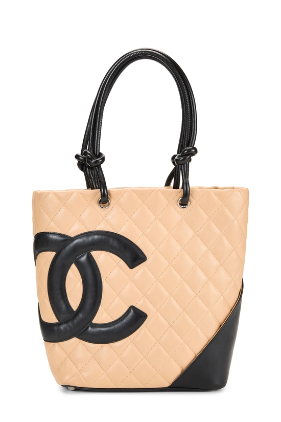 Beige Quilted Calfskin Cambon Tote Small, , large image number 0