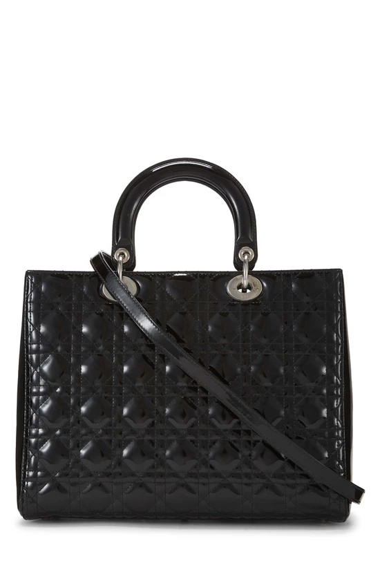 Black Cannage Quilted Patent Leather Lady Dior Large, , large image number 3