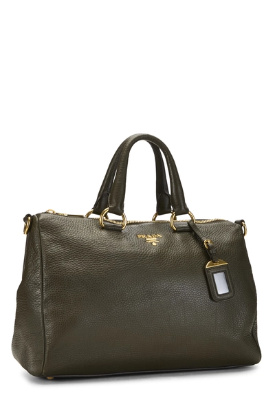 Green Vitello Daino Convertible Bauletto Handbag, , large