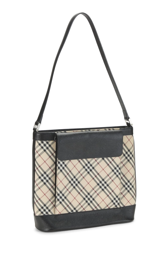 Black Jacquard Check Pocket Bucket Tote Small, , large image number 1
