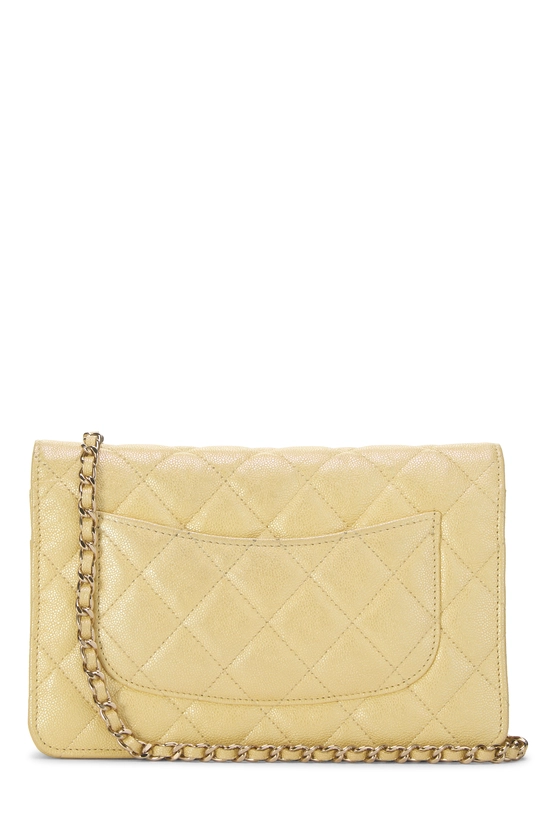 Yellow Iridescent Caviar Classic Quilted Wallet On Chain (WOC), , large image number 3