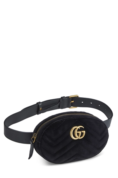 Gucci Black Chevron Velvet GG Marmont Belt Bag Mini — photo 2