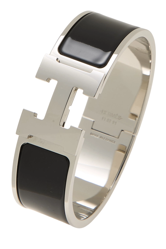 Pre-Owned Black Enamel Clic-Clac 'H' Wide QGJ0672OKJ00D