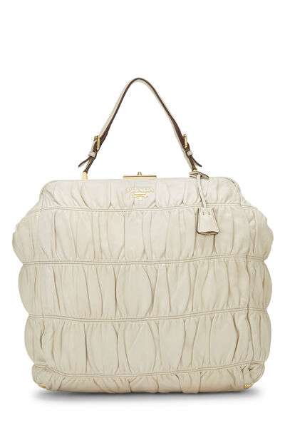 Cream Nappa Gaufre Handbag