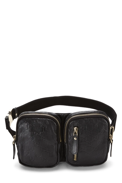 Gucci Black Guccissima Double Pocket Waist Pouch Small