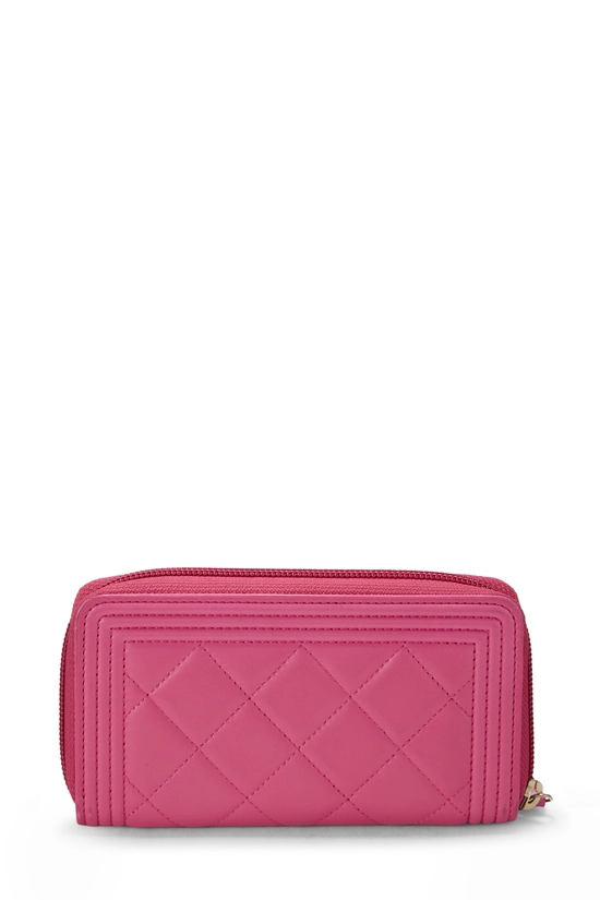 Pink Lambskin Boy Zip Around Wallet, , large image number 2