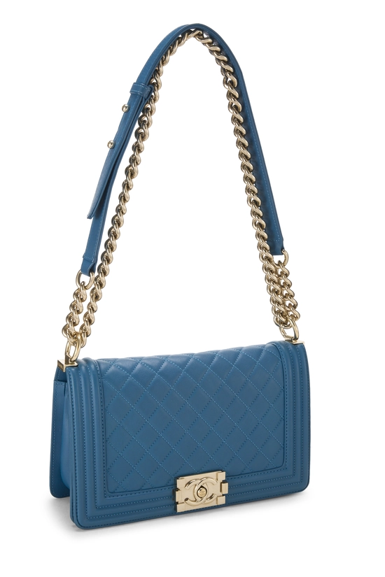 Blue Quilted Lambskin Boy Medium, , large image number 1